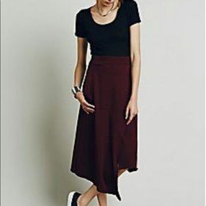 FREE PEOPLE FAUX WRAP ASYMMETRICAL BLACK SKIRT